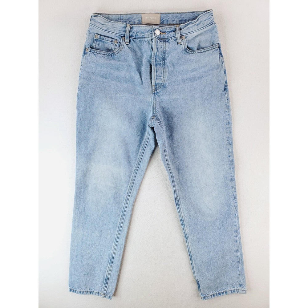 Everlane Jeans Womens 29 The Cheeky High Rise Slim Straight Light Sky Button Fly